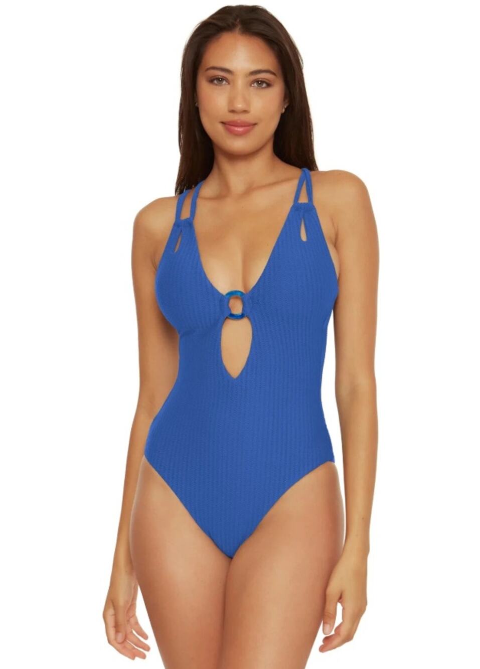 Becca By Rebecca Virtue Women Blue Jay Line In Sand One Piece Swimsuit Size S